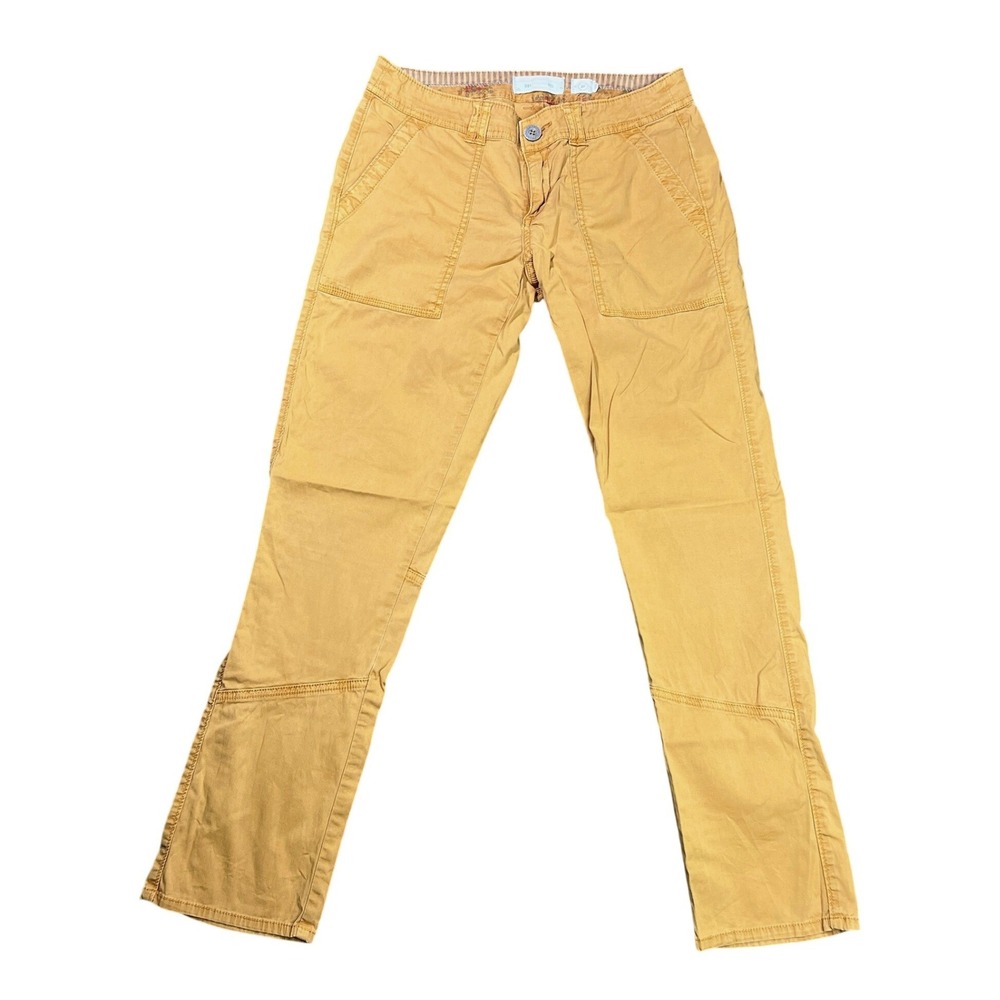 Hei Hei Anthropologie Women's 27 Mustard Yellow Utility Straight Leg Pants‎